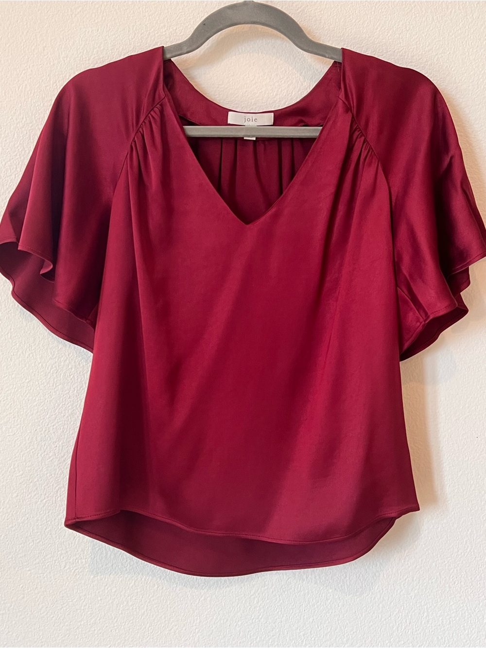 Joie Women's V-Neck Flutter Sleeve Top — Burgundy XS